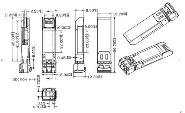 โมดูลรับส่งสัญญาณ 10G-ZR4-80KM 10G BIDI ระยะ 80KM 1490nm/1550nm SFP+ STM-64 WDM 8SFP+ SMF 4