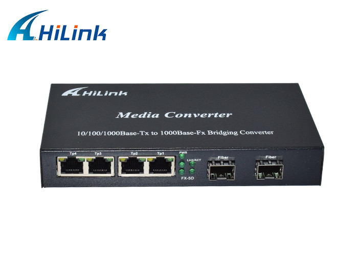 Gigabit Ethernet Media Converter 2x 10/100 / 1000Base พอร์ต RJ45 4x พอร์ต SFP DC 5V 2A
