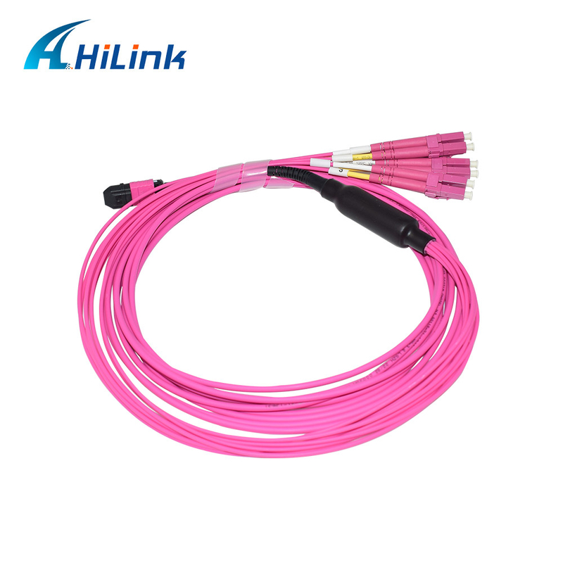 LSZH OM4 สายเคเบิลฝ่าวงล้อม MPO มัลติโหมด 5M Duplex 8 Fibers Type B