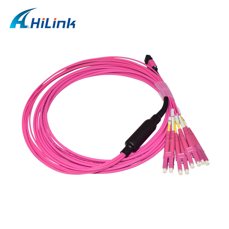 LSZH OM4 สายเคเบิลฝ่าวงล้อม MPO มัลติโหมด 5M Duplex 8 Fibers Type B