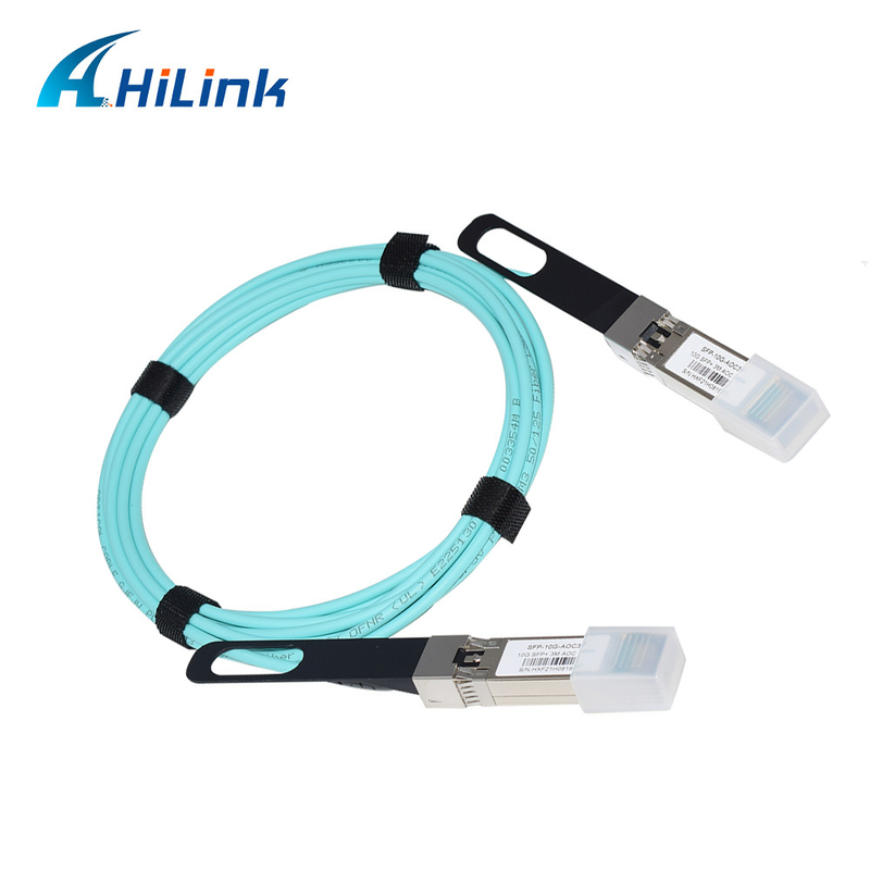 10G AOC 10G SFP+ ถึง SFP+ OM3 Ethernet สายไฟฟ้าออทติกที่ใช้งาน 1M-5M สายไฟฟ้า AOC FTTX