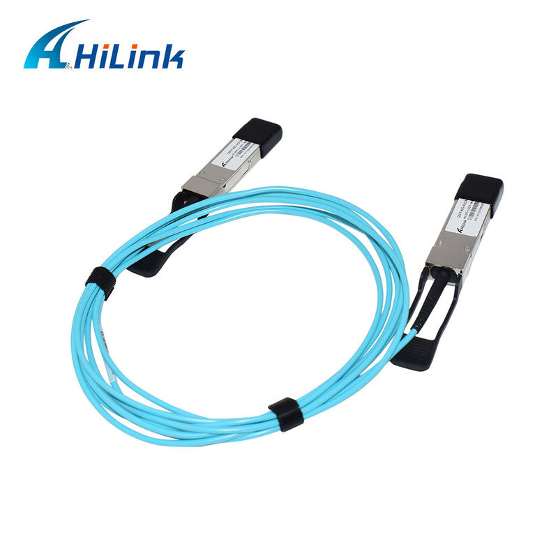 สายไฟฟ้า 40G QSFP+ ถึง QSFP+ AOC สายไฟฟ้าออปติกที่ใช้งาน 20M OM3 สายไฟฟ้าโมดูลตัวรับสัญญาณออปติก