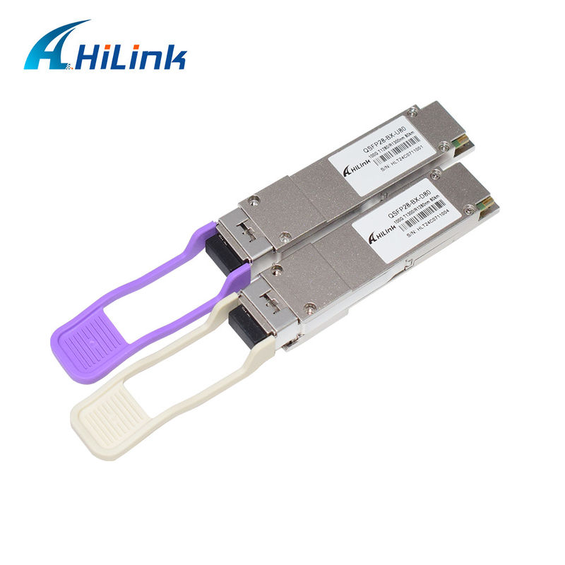 80KM ระยะทาง 1280/1300nm QSFP28 ZR4 BIDI Transceiver Module สําหรับการถ่ายทอดข้อมูลอย่างรวดเร็วและมั่นคงที่ 100Gb / s