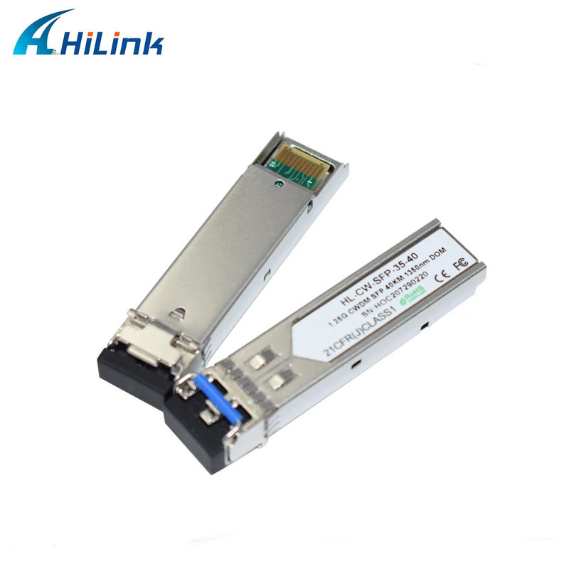 Hilink 1.25G CWDM SFP ตัวรับส่งสัญญาณไฟเบอร์ออปติก 1350nm 40km สำหรับศูนย์ข้อมูล