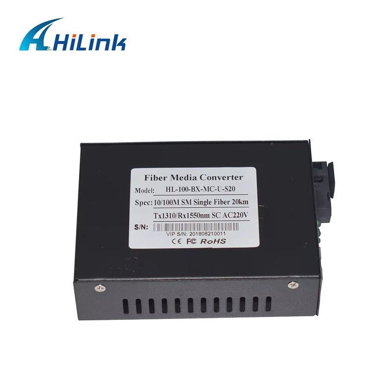 BIDI WDM Single Fiber Optic Media Converter 10/100M 1310/1550nm อุปกรณ์ออปติก SFP 20 กม.