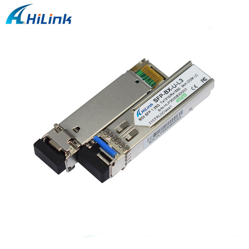 1.25G BIDI 1310/1550nm 3km SFP Transceiver สําหรับการส่งข้อมูลระยะไกลในอุณหภูมิ 0 ถึง 70C
