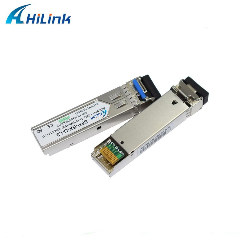 1.25G BIDI 1310/1550nm 3km SFP Transceiver สําหรับการส่งข้อมูลระยะไกลในอุณหภูมิ 0 ถึง 70C