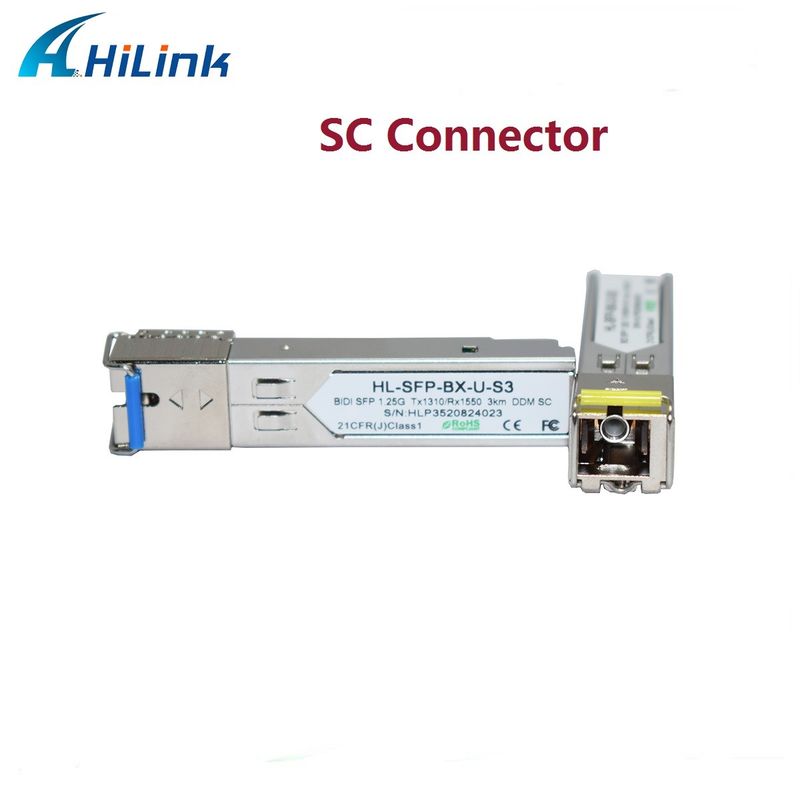 1.25G BIDI 1310/1550nm 3km SFP Transceiver สําหรับการส่งข้อมูลระยะไกลในอุณหภูมิ 0 ถึง 70C