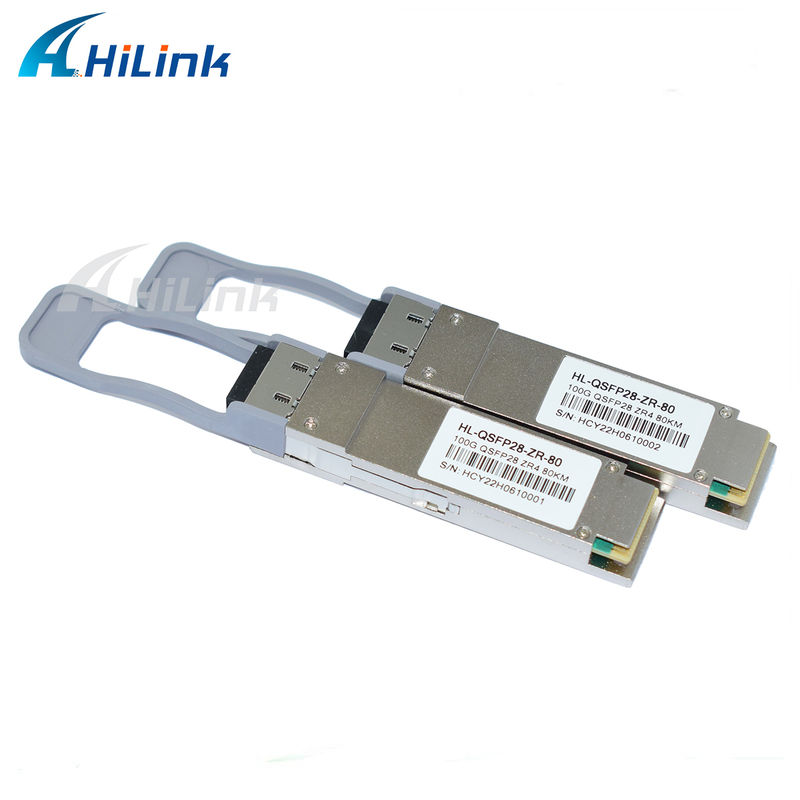 100Gb/s 80km QSFP28 เครื่องรับสัญญาณ Hot Pluggable Duplex LC Connector LAN WDM EML TOSA SOA PIN SMF