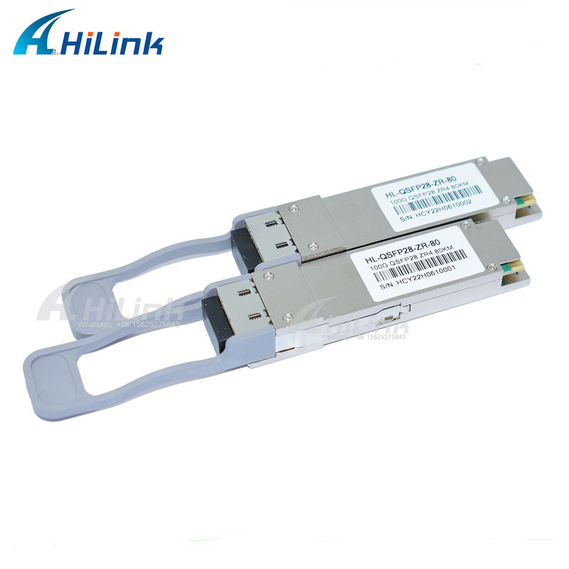 100Gb/s 80km QSFP28 เครื่องรับสัญญาณ Hot Pluggable Duplex LC Connector LAN WDM EML TOSA SOA PIN SMF