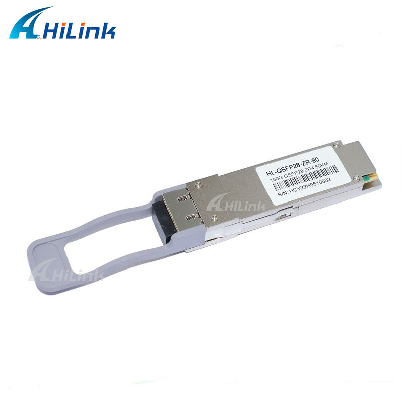100Gb/s 80km QSFP28 เครื่องรับสัญญาณ Hot Pluggable Duplex LC Connector LAN WDM EML TOSA SOA PIN SMF