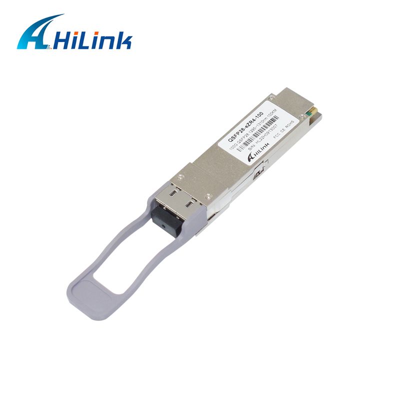 ตัวรับส่งสัญญาณ QSFP28 100Gb/s 100km ถอดเปลี่ยนได้ง่าย ขั้วต่อ LC แบบดูเพล็กซ์ LAN WDM EML TOSA SOA PIN SMF พร้อม FEC