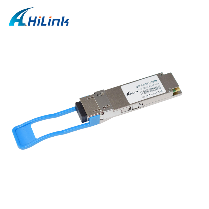 โมดูลรับส่งสัญญาณออปติคัล QSFP28 LR4 100Gb/s ระยะ 20KM แบบ Hot Pluggable, ขั้วต่อ LC Duplex, โหมด Single Mode, สอดคล้องกับ RoHS