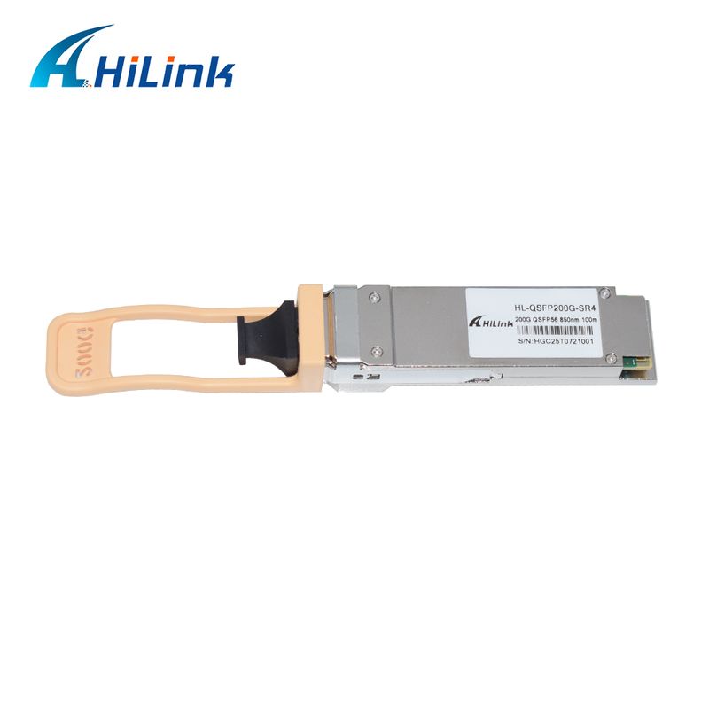 QSFP200G QSFP56 200G SR4 ตัวรับส่งสัญญาณออปติคัลแบบ Hot Pluggable 70m@OM3 100m@OM4 FEC ไฟเบอร์มัลติโหมด MPO12 เดี่ยว RoHS สอดคล้องกับความเร็วสูงสำหรับลิงก์ Ethernet 200GBASE-SR4 ศูนย์ข้อมูล