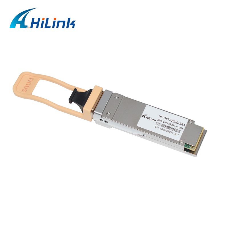 QSFP200G QSFP56 200G SR4 ตัวรับส่งสัญญาณออปติคัลแบบ Hot Pluggable 70m@OM3 100m@OM4 FEC ไฟเบอร์มัลติโหมด MPO12 เดี่ยว RoHS สอดคล้องกับความเร็วสูงสำหรับลิงก์ Ethernet 200GBASE-SR4 ศูนย์ข้อมูล