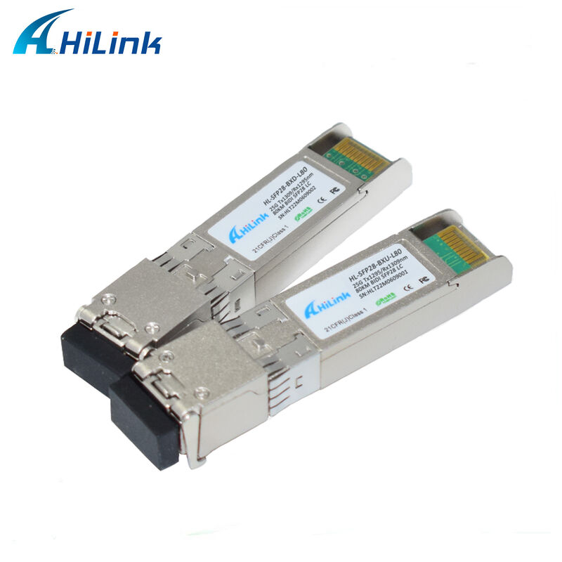 ตัวรับส่งสัญญาณ SFP28 BIDI 25Gb/s ระยะ 80 กม. และเป็นไปตามมาตรฐาน RoHS 6 แบบ Hot-Pluggable Single LC DDM