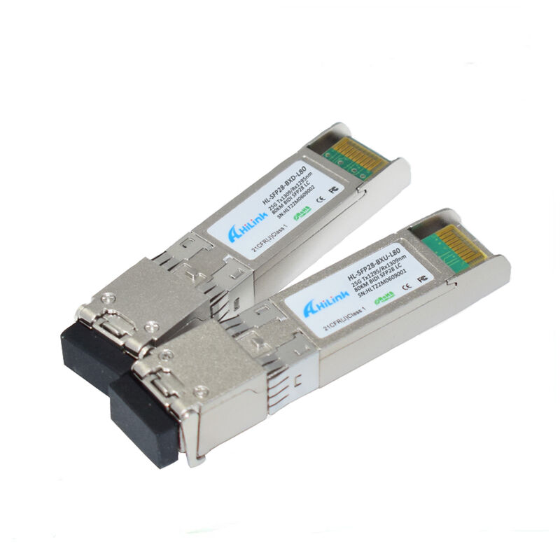 ตัวรับส่งสัญญาณ SFP28 BIDI 25Gb/s ระยะ 80 กม. และเป็นไปตามมาตรฐาน RoHS 6 แบบ Hot-Pluggable Single LC DDM