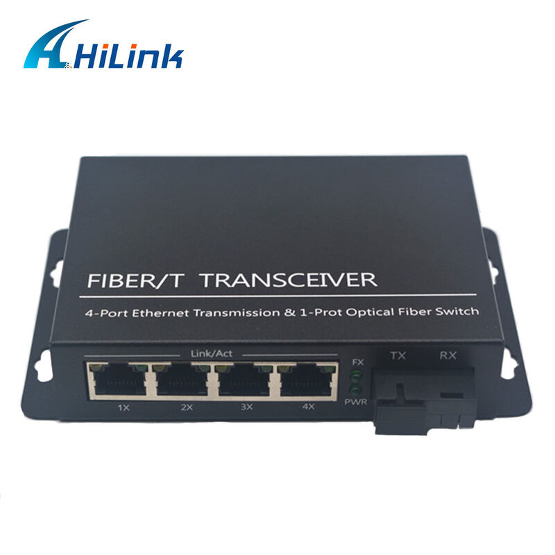 Hilink Gigabit Ethernet Fiber Optical Media Converter 1 พอร์ตไฟเบอร์ & 4 x 10/100/1000Base TX Converter