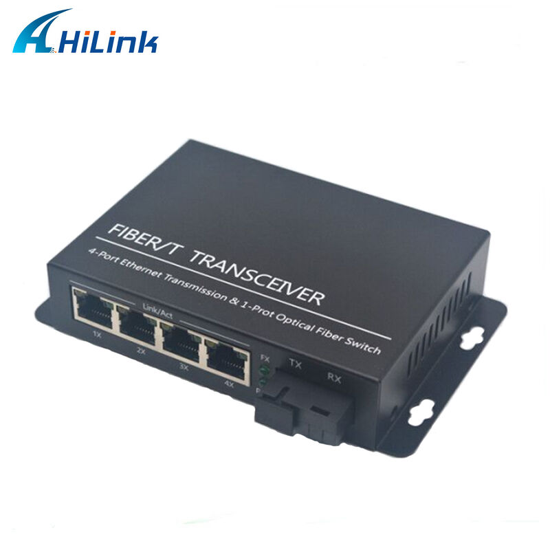 Hilink Gigabit Ethernet Fiber Optical Media Converter 1 พอร์ตไฟเบอร์ & 4 x 10/100/1000Base TX Converter