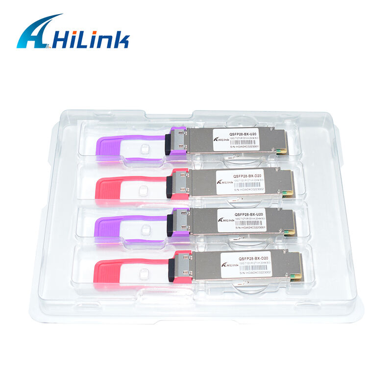 โมดูลออปติคัลทรานซีฟเวอร์ Hilink HL-QSFP28-100G-UD-20 100Gb/s 20km QSFP28 BIDI LR1 พร้อมขั้วต่อ LC แบบเสียบได้ขณะทำงาน