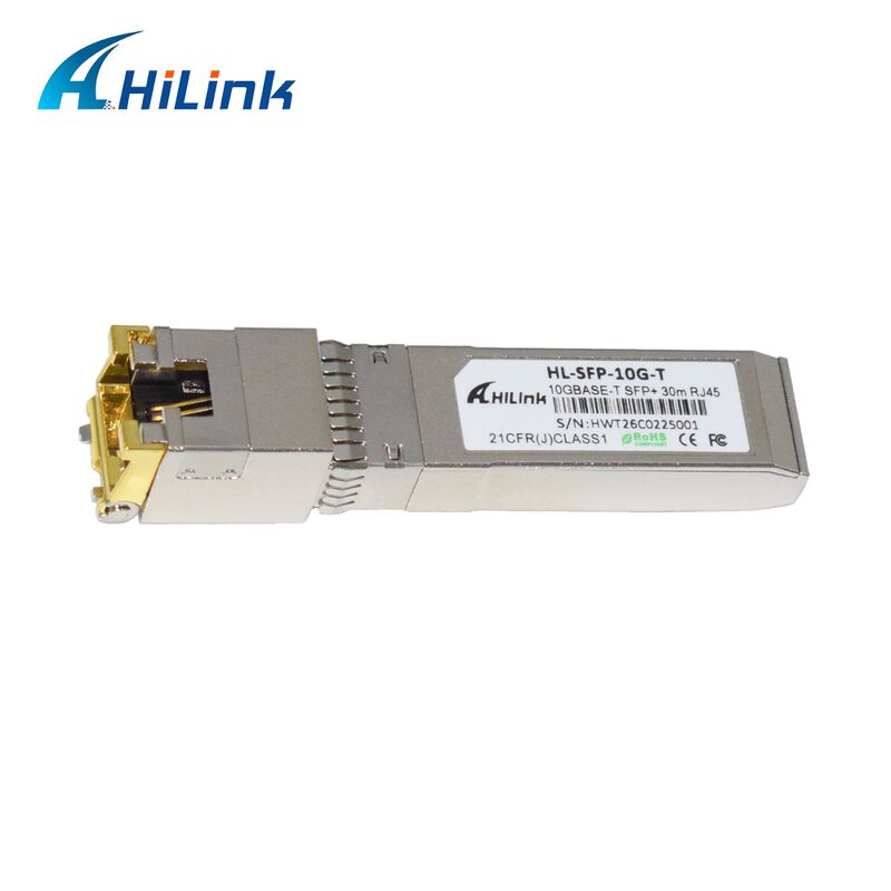 Hilink 10G Data Rate SFP+ Transceiver ด้วยระยะทาง 30M/80M และ RoHS Compliant 10GBASE-T Copper Module