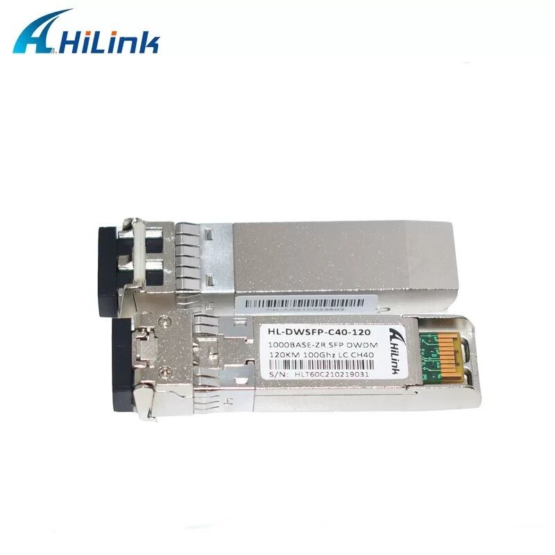 Hilink รองรับออปติก 1.25G DWDM SFP พร้อมเครื่องเชื่อม LC Duplex สําหรับระยะทาง 40km/80km/120km/160km