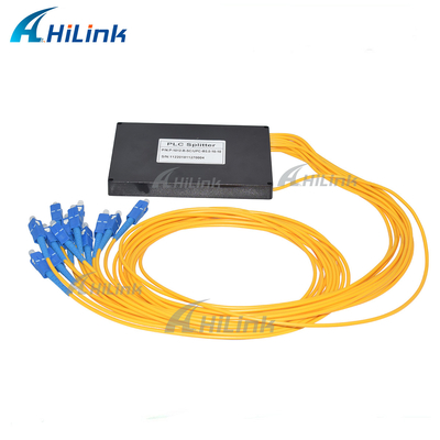 1X12 Single Mode PLC Optical Splitter กล่อง ABS 3 มม. สายเคเบิล SC / UPC Connectors