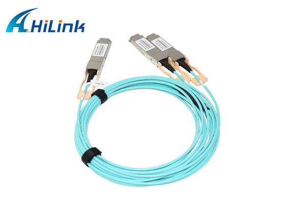 สายเคเบิลที่ใช้งานออปติคัล QSFP AOC 200G QSFP56 ถึง 2 X QSFP28 สายเคเบิล AOC Ethernet