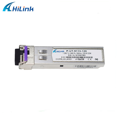 Gigabit 1.25GBASE 120KM SFP + โมดูลตัวรับส่งสัญญาณ BIDI LC Conector RX1550nm โหมดเดี่ยว DOM