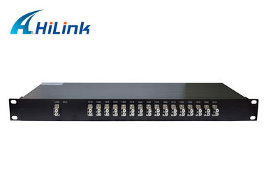 Dual ไฟเบอร์ CWDM Mux Demux โมดูล 1U Rack Mount 16ch พอร์ตโลหะ 1310nm ~ 1610nm